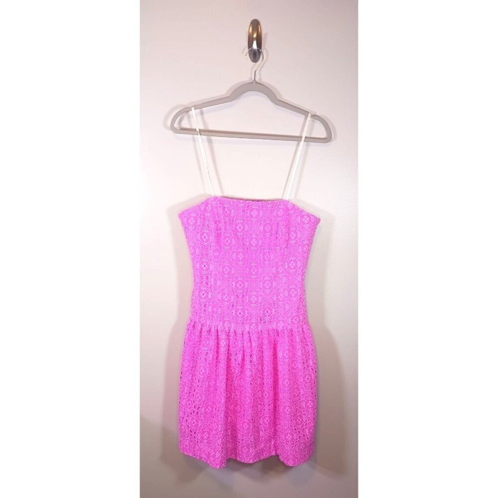 Lilly Pulitzer Akela Strapless Eyelet Dress Pink Orchid Oasis Womens 10 NWT